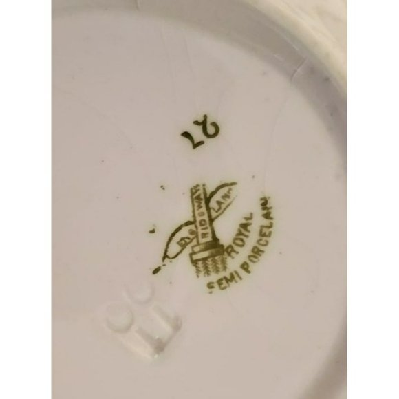 Vintage Pink Floral Ridgeway Royal Semi Porcelain Platter Bowl Dish Numbered Set - Picture 8 of 8